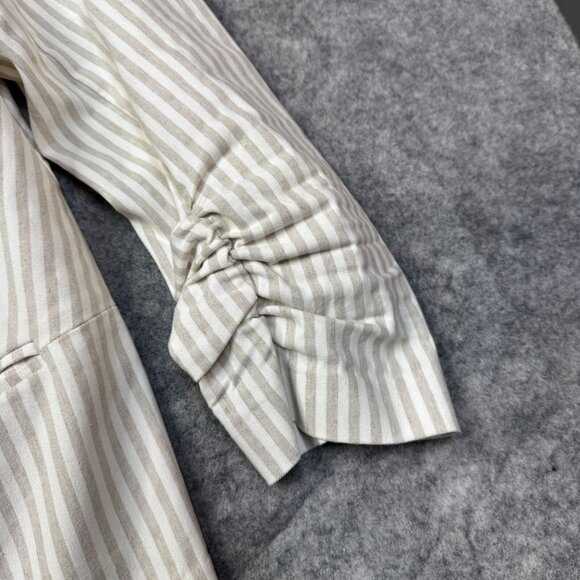 Roz & Ali Blazer Jacket Womens Plus 1X Beige White Striped Crochet Linen Blend - Picture 5 of 9